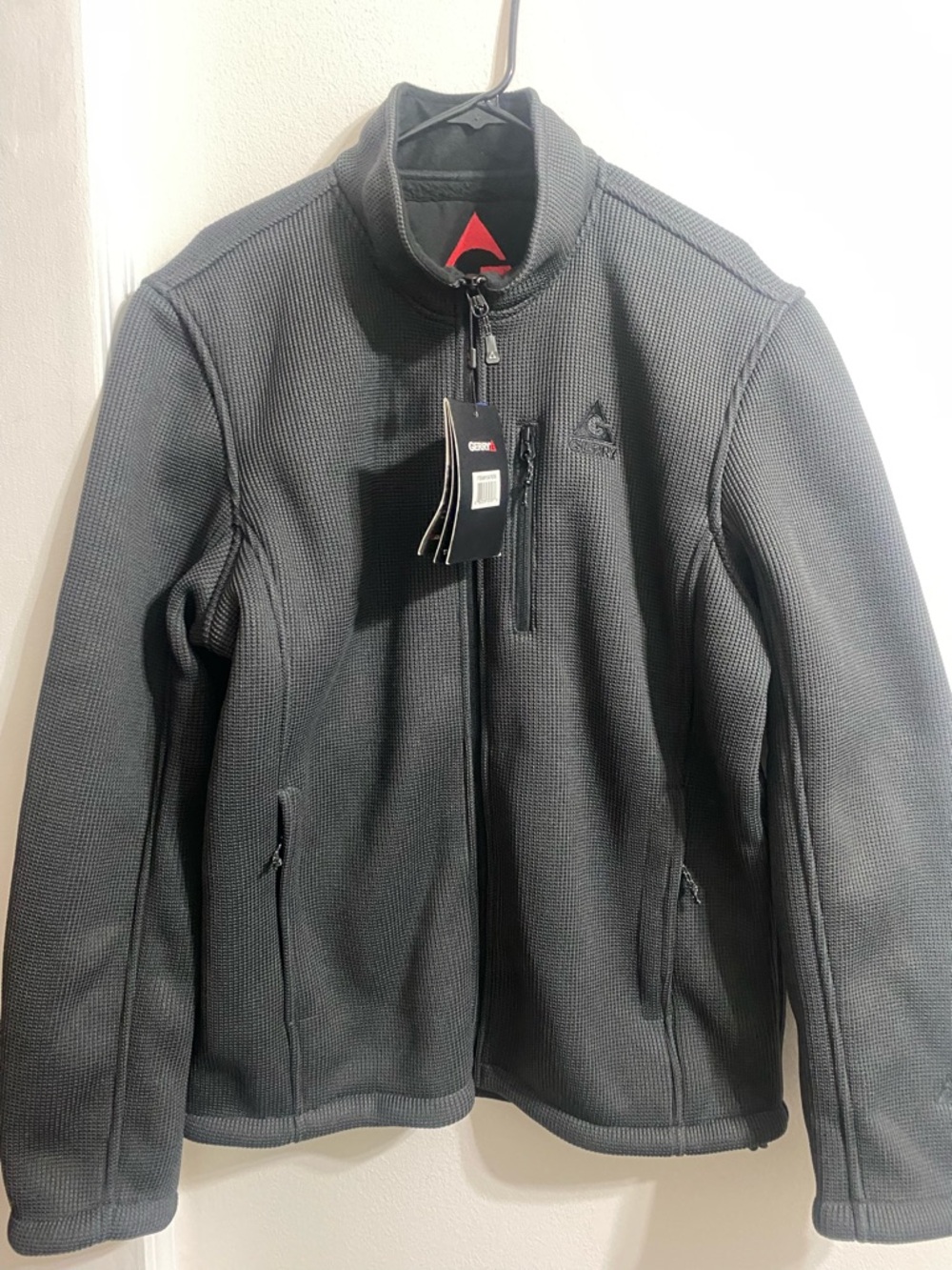 Gerry Weber Men's Black Waffle-Knit Full-Zip Performance Jacket